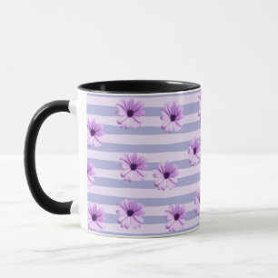 Blue and Purple Daisy Pattern Mug