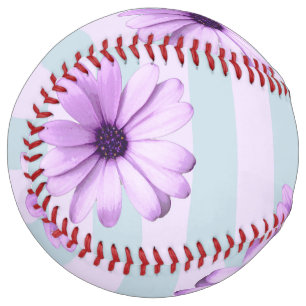 Blue and Purple Daisy Pattern Softball