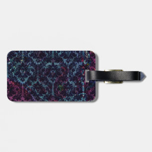 Blue and purple Damask Luggage Tag