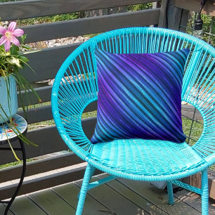 Blue and Purple Diagonal Striped Cushion