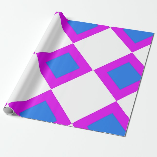 Blue and purple diamond pattern wrapping paper (Unrolled)