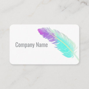 Blue And Purple Feather Art Watercolor Style Business Card