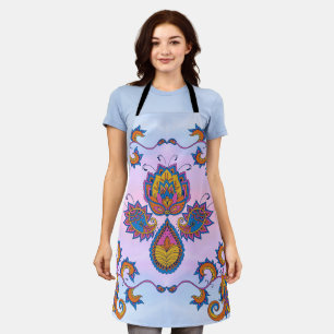 Blue and Purple Floral Art, Mehndi Blue Bliss Apron