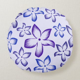 Blue And Purple Floral Brushstroke Round Pillow