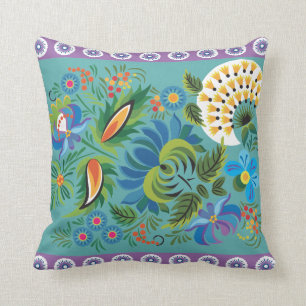 Blue and Purple Floral Cushion