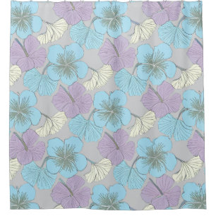 “Blue and Purple Floral Shower Curtain
