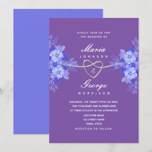 Blue and Purple Floral Wedding Invitation
