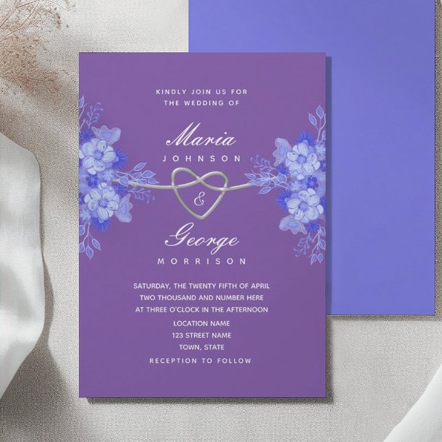 Blue and Purple Floral Wedding Invitation (Creator Uploaded)