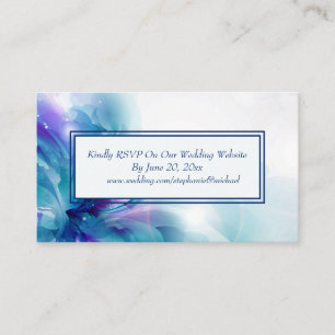 Blue and Purple Floral Wedding RSVP Enclosure Card