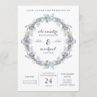 Blue and Purple Floral Wreath Wedding