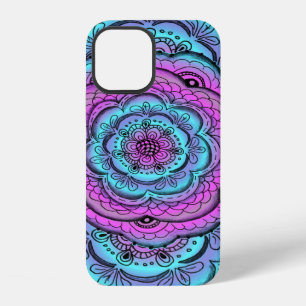 Blue And Purple Flower Doodle iPhone 12 Case