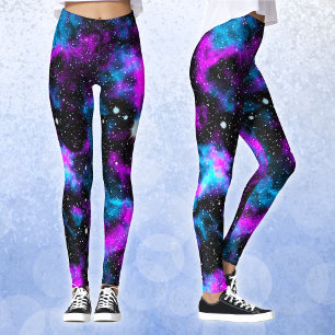 Blue and Purple Galaxy Neon Yoga Leggings