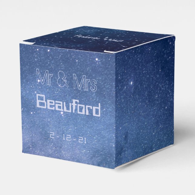 Blue and Purple Galaxy Wedding Favour Box (Front Side)