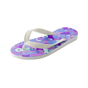 Blue and Purple Geometric Kid's Flip Flops