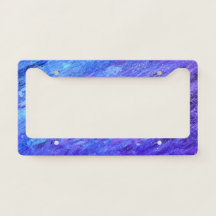 Blue and Purple Glitter Abstract License Plate