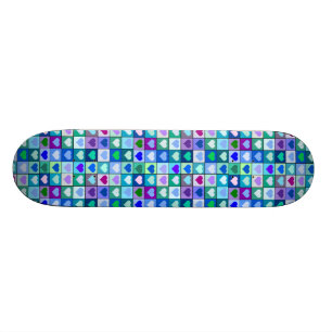 Blue and Purple Hearts Girls Skateboard