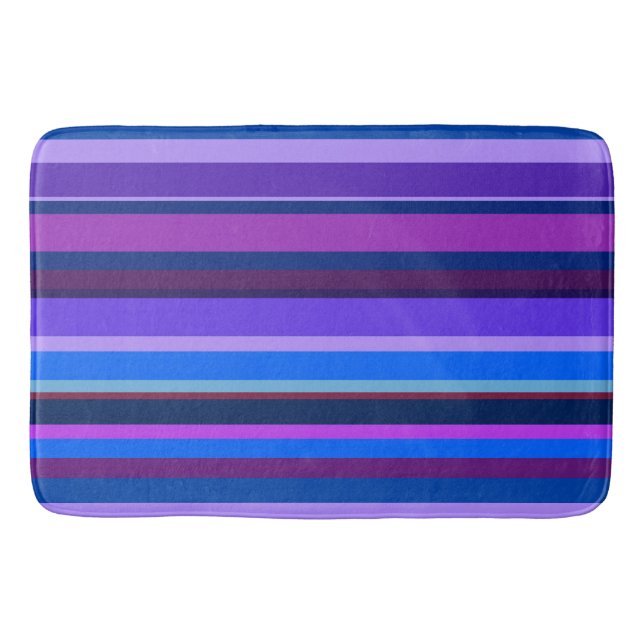 Blue and purple horizontal stripes bath mat (Front)
