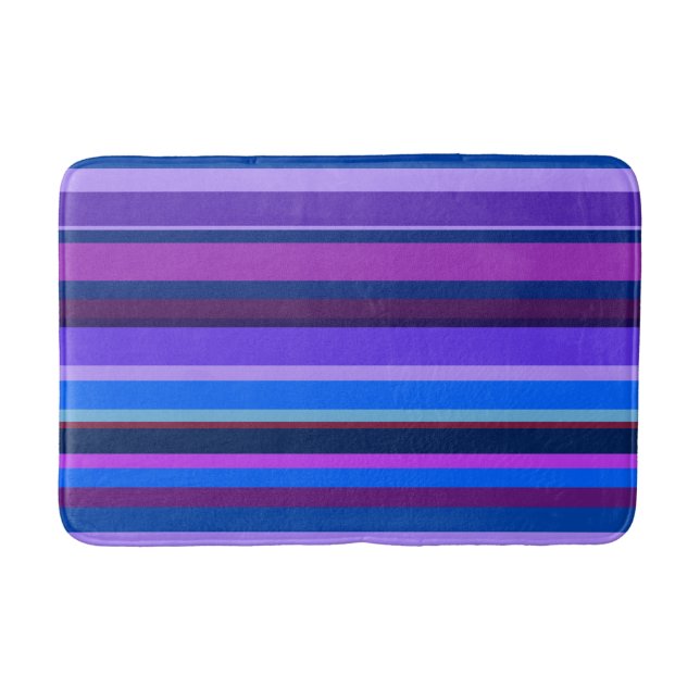 Blue and purple horizontal stripes bath mat (Front)