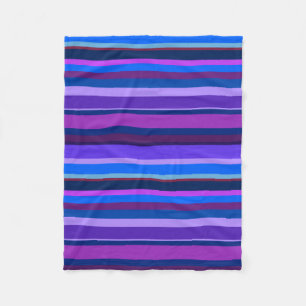 Blue and purple horizontal stripes fleece blanket