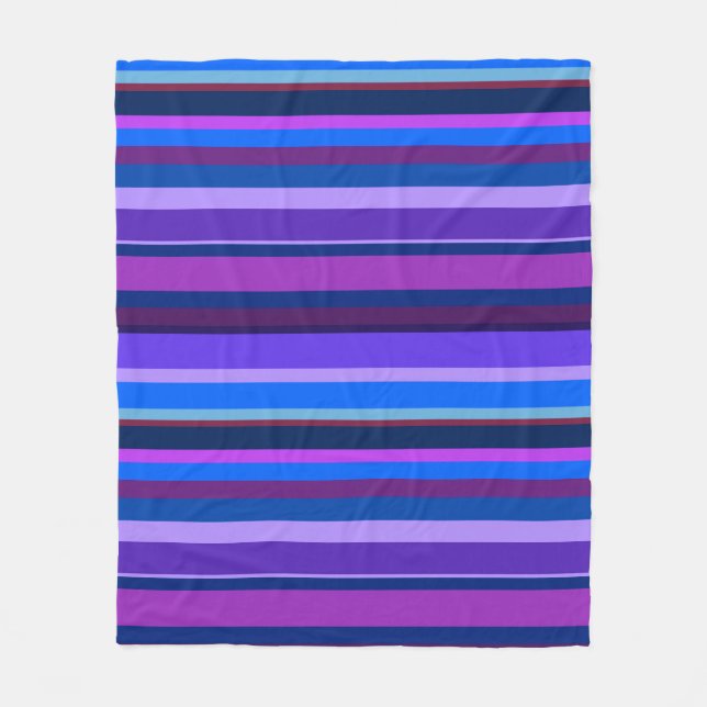 Blue and purple horizontal stripes fleece blanket (Front)
