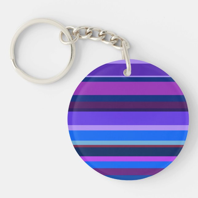 Blue and purple horizontal stripes key ring (Front)