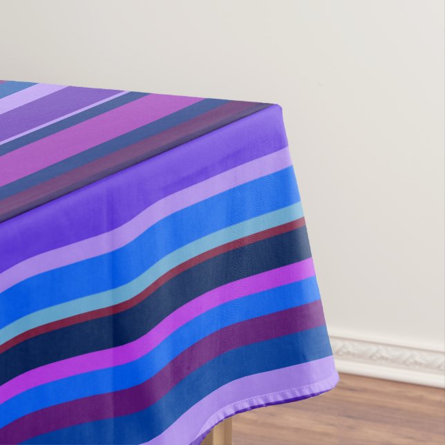 Blue and purple horizontal stripes tablecloth (In Situ)