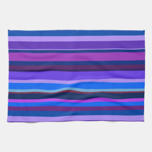 Blue and purple horizontal stripes tea towel