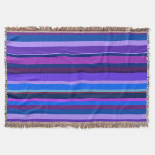 Blue and purple horizontal stripes throw blanket