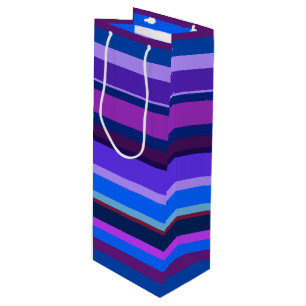 Blue and purple horizontal stripes wine gift bag