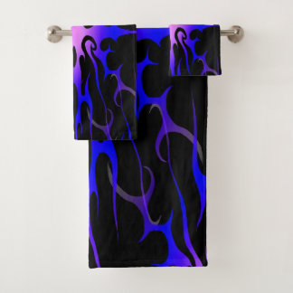 Blue and Purple Hot Rod Flames Bath Towel Set