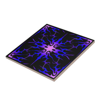 Blue and Purple Hot Rod Flames Tile