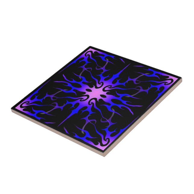 Blue and Purple Hot Rod Flames Tile (Side)