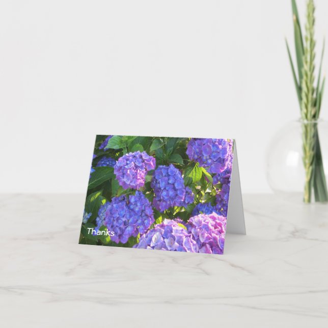 Blue and Purple  Hydrangea Thank You Card (Front)