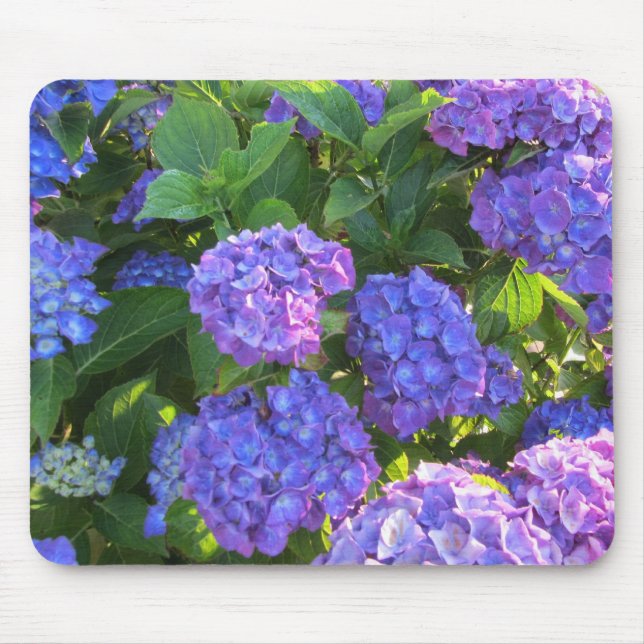 Blue and Purple Hydrangeas Mouse Mat (Front)