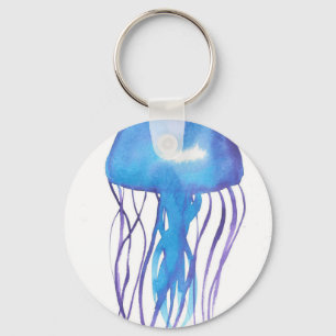 Blue and Purple Jellyfish Key Ring