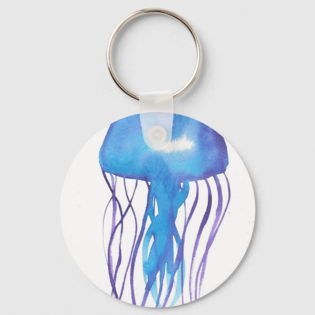 Blue and Purple Jellyfish Key Ring (Front)