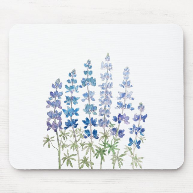 blue and purple lupin flowers mouse mat (Front)