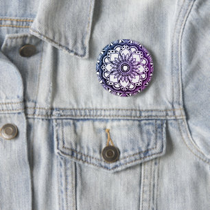 Blue and Purple Mandala Button