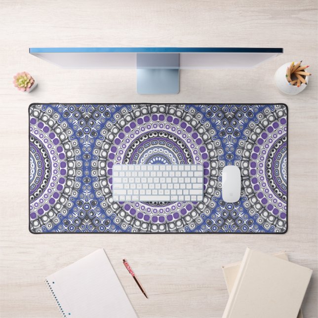 Blue and Purple Mandala Geometric Circular Pattern Desk Mat (Office 1)