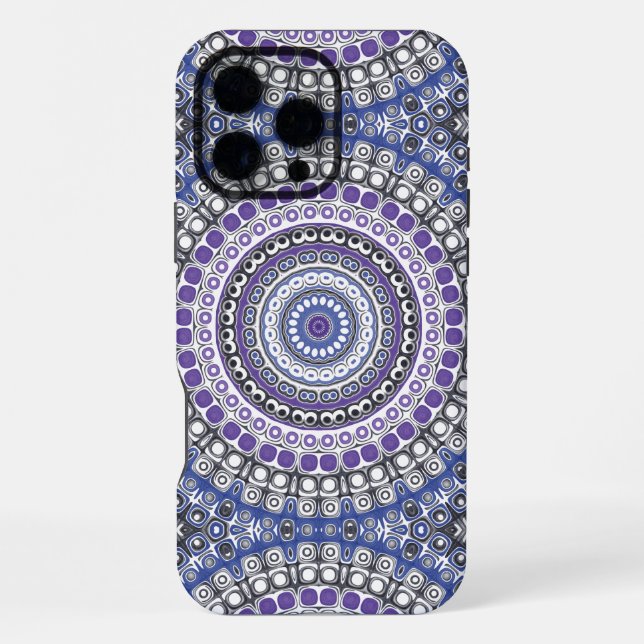 Blue and Purple Mandala Geometric Circular Pattern iPhone Case (Back)