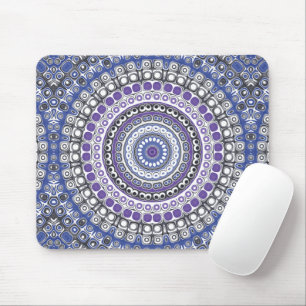 Blue and Purple Mandala Geometric Circular Pattern Mouse Mat
