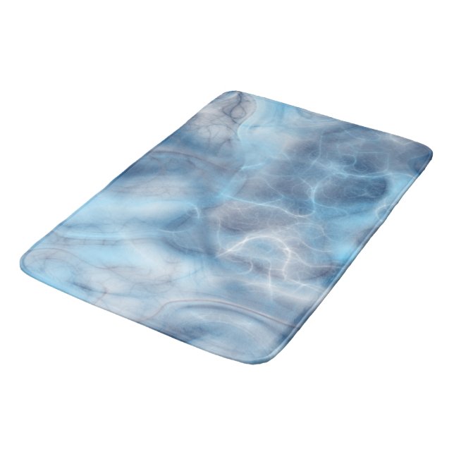 Blue and Purple Marble abstract Bath Mat (Angled)