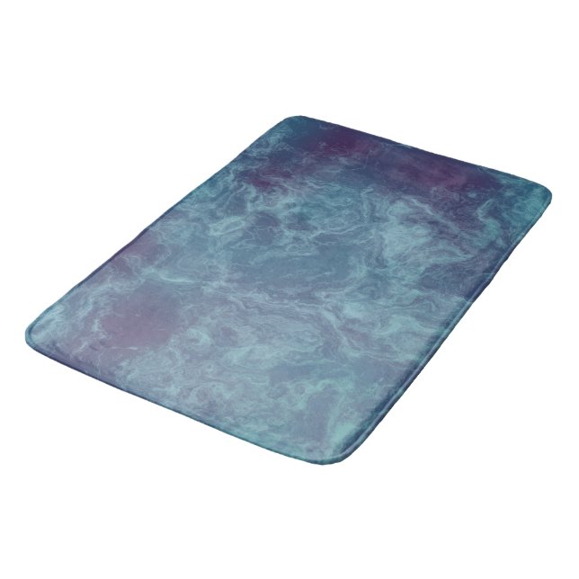 Blue and Purple Marble abstract Bath Mat (Angled)
