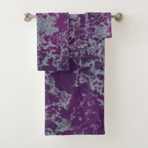 Blue and Purple Marble abstract Bath Towel Set