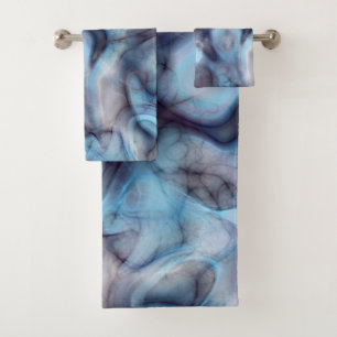 Blue and Purple Marble abstract Bath Towel Set