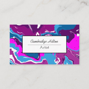 Blue and Purple Marble Abstract Fluid Art Business Card