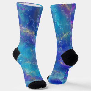 Blue And Purple Marble Pattern  Socks