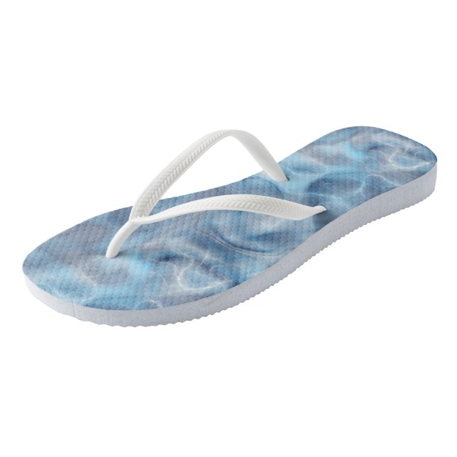 Blue and Purple Marble Swirl Abstract Flip Flops (Angled)