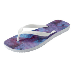 blue and purple Marble Swirl Abstract Flip Flops