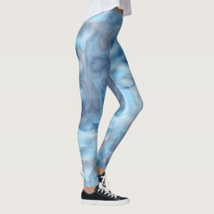 Blue and Purple Marble Swirl Abstract Leggings